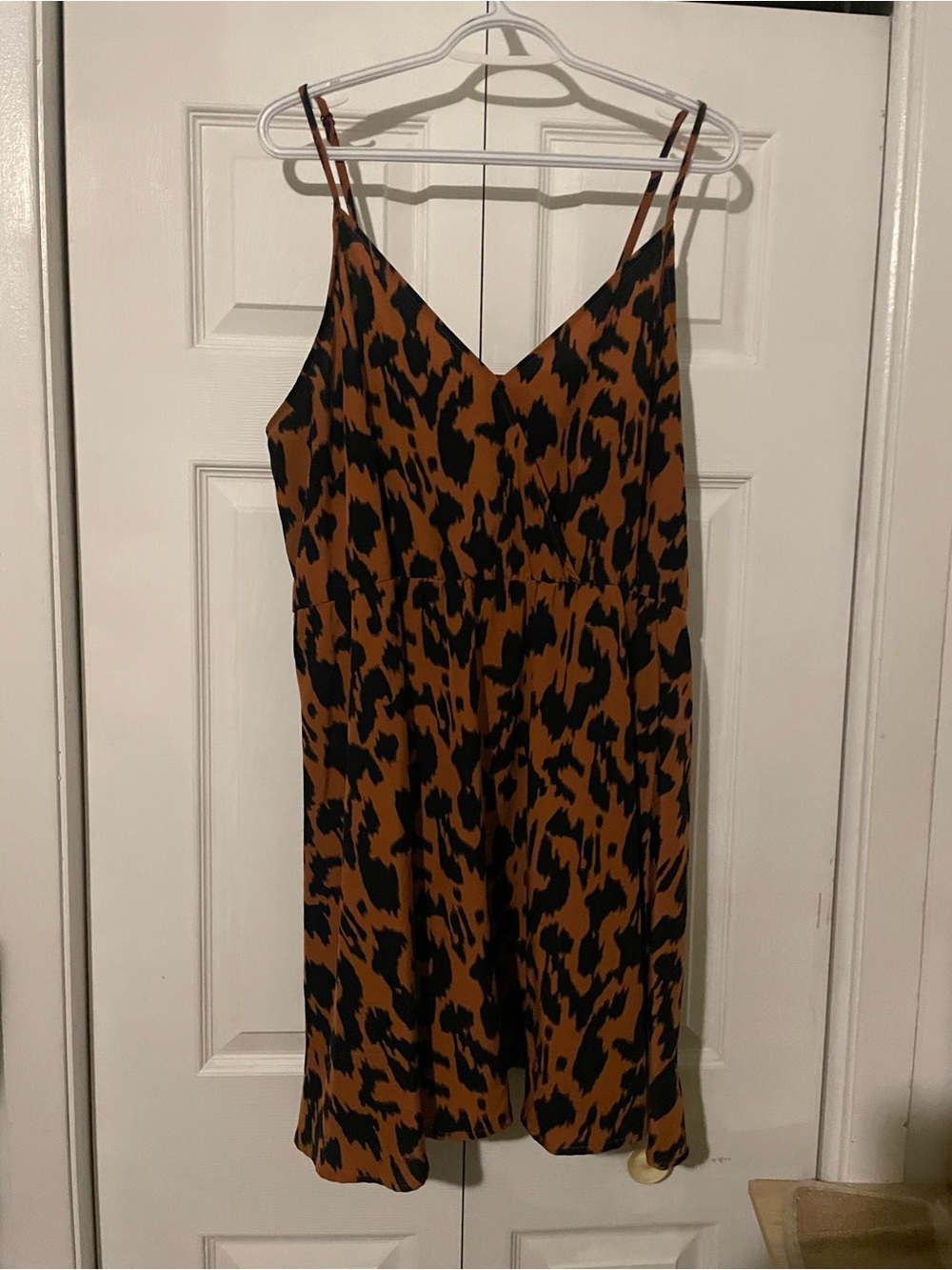 SHEIN Curve Brown and Black Leopard Print Slip Dress